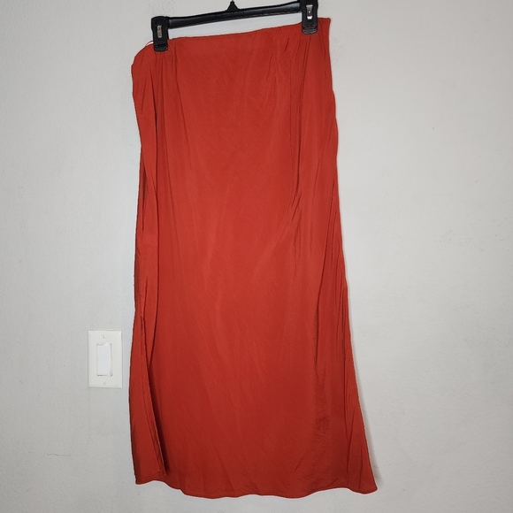 NWT Madewell Orange Clay Layton Pull On Midi Slip Skirt Size 12 - Picture 9 of 15